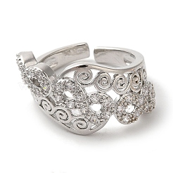Bague de manchette large ouverte en zircone cubique transparente infini&nbsp;RJEW-L123-001P