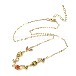 Colliers à maillons en laiton pavé de zirconiums cubiques en forme de rose pour femmes&nbsp;NJEW-C121-05B-05G