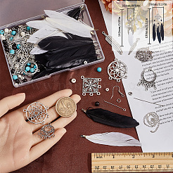 Kit para hacer aretes colgantes de red tejida con plumas&nbsp;DIY-SC0028-19