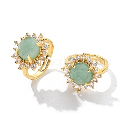 Sonnenblumen Naturgrün Aventurin Fingerringe&nbsp;RJEW-B113-03G-03