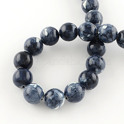 Brins de perles rondes en jade blanc océan naturel teint&nbsp;G-R295-8mm-01