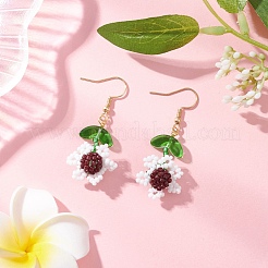 3 paire de boucles d'oreilles pendantes en perles de verre tournesol bicolores avec acier inoxydable 304&nbsp;EJEW-MZ00532