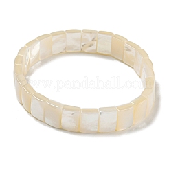 Bracelets extensibles rectangulaires en coquillages blancs naturels&nbsp;BJEW-N030-01A