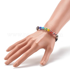Bracelets de perles faits à la main de perles de chalumeau de mauvais œil&nbsp;BJEW-JB06373