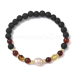 Pulseras elásticas con cuentas de roca de lava natural&nbsp;BJEW-JB13722