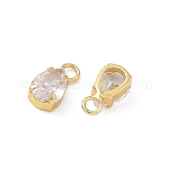 Breloques de zircone cubique clair pavés en laiton&nbsp;CU-CBAD360-01G-01