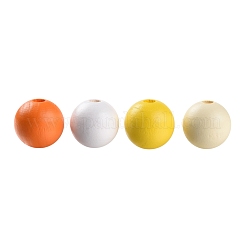 160pcs 4 couleurs pays de ferme et perles de bois naturel peintes de style rustique&nbsp;WOOD-LS0001-01L