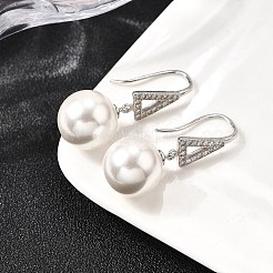 925 Sterlingsilber-Ohrstecker mit klarem Zirkonia-Dreieck und runden Ohrhängern&nbsp;EJEW-L300-02P