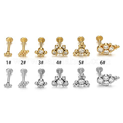 Labrets sans filetage en acier inoxydable chirurgical 316L avec zircone cubique transparente&nbsp;WG1AA8E-34