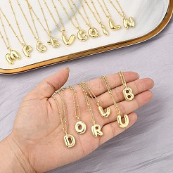 Collier avec pendentif en laiton avec lettre initiale 1 pièce&nbsp;NJEW-YW0001-24I