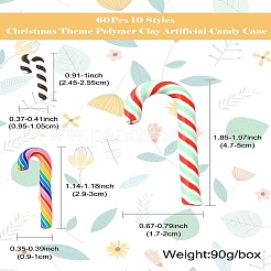 60 stücke 10 stile weihnachten thema polymer clay künstliche zuckerstange&nbsp;FIND-CJ0002-89