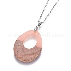 Colliers à pendentif en résine et bois&nbsp;NJEW-JN02325-M