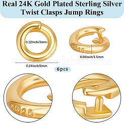 6 Stück 925 Sterling Silber Verriegelungs-Sprungringe&nbsp;STER-BBC0008-69A-G