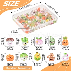 100 Stück 10 Stile Cartoon transparente Harz Cabochons&nbsp;CRES-FS0001-20