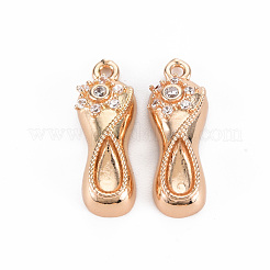 Placage de crémaillère en laiton micro pavé pendentifs en zircone cubique claire&nbsp;KK-T060-39-RS