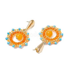 Boucles d'oreilles à tige bohème en pierres naturelles mélangées&nbsp;EJEW-MZ00281