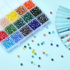 1200pcs 15 colores hebras de cuentas de vidrio electrochapado&nbsp;EGLA-YW0001-53