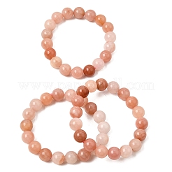 Bracelets extensibles en perles rondes de calcédoine naturelle teintée et chauffée de 10.5 mm pour femmes&nbsp;GG-CBA3F02-14B