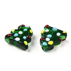 Handgefertigte Bunte Malerei-Perlen mit Weihnachtsmotiv&nbsp;XMAS-PW0001-213F