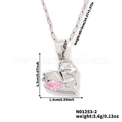 Collane di lusso con ciondolo a forma di cuore in ottone con zirconi cubici rosa per donna&nbsp;LL3490-2