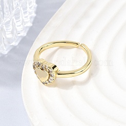 Offene Manschettenringe aus Messing mit Mikropavé und Zirkonia für Damen&nbsp;RJEW-B160-10G