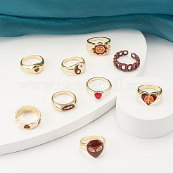9 Stück 9 Stil Herz & Panzerkette & ovale Ringe&nbsp;RJEW-LS0001-57