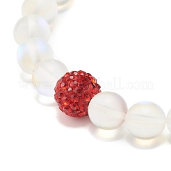 Bracelet extensible perles rondes en pierre de lune synthétique&nbsp;BJEW-JB07482