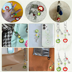 4 stücke 4 arten apple kunststoff & legierung stern polyester anhänger dekorationen&nbsp;AJEW-PH0008-49