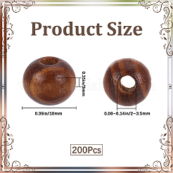 200 pièce de perles rondes en bois naturel&nbsp;WOOD-GF0002-30C