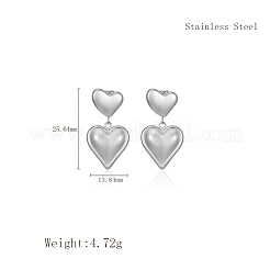 Pendientes colgantes de acero inoxidable con forma de corazón sencillo&nbsp;WJ2293-1