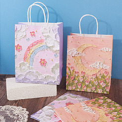 6 sac cadeau en papier imprimé de fleurs bicolores&nbsp;ABAG-TAD0001-02