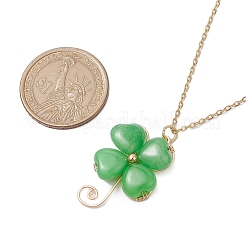 Gefärbter natürlicher malaysischer Jade-Kleeblatt-Anhänger Kleeblatt-Halsketten&nbsp;NJEW-JN05102-02