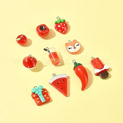 10 pendentif imitation légumes en résine opaque&nbsp;CRES-FS0001-28