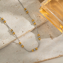 Colliers à chaîne serpent à perles rondes en acier inoxydable 304 pour femmes&nbsp;YU4183