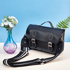 Taschenriemen aus Baumwollgewebe mit Streifenmuster und PU-Leder&nbsp;FIND-WH0001-57A