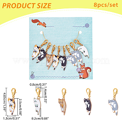 8 stücke 8 stil legierung emaille katze anhänger dekoration&nbsp;HJEW-NB0001-50