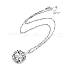 Cremagliera placcatura ottone micro pavé colorato zircone cubico occhio pendente corda catena collane&nbsp;NJEW-P317-01P