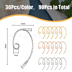 90pcs 3 crochets de boucle d'oreille en laiton&nbsp;KK-FH0006-81