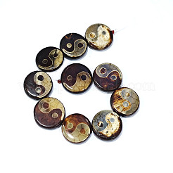 Tibetan Stil Yin Yang Muster Dzi Perlen Stränge&nbsp;TDZI-K003-06A