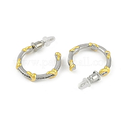 Orecchini a bottone in ottone a forma di C con micro pavé di zirconi cubici trasparenti per donna&nbsp;EJEW-Q391-29PG
