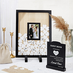 Libro de firmas de boda rectangular de madera&nbsp;ODIS-WH0043-231