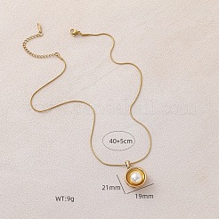 Halbrunde Halsketten aus Edelstahl 304 mit weißem Imitationsperlenanhänger für Damen und Mädchen&nbsp;EO0407