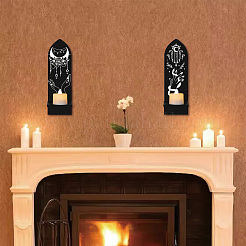 Wandmontierter Kerzenhalter aus Holz im Boho-Stil&nbsp;AJEW-WH0378-001