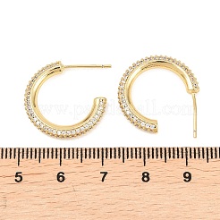 Orecchini a bottone in ottone a forma di C con zirconi cubici trasparenti&nbsp;EJEW-A156-11B-G