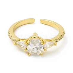 Anello polsino aperto a goccia con zirconi chiari&nbsp;RJEW-H120-02G