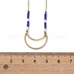 Collane con ciondolo in acciaio inossidabile 304 e perline di vetro blu per donna&nbsp;NJEW-A045-26A-G