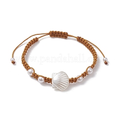 2 pièce de bracelets de perles tressées en acrylique en forme de coquille&nbsp;BJEW-JB10146