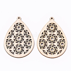 Grands pendentifs en bois creux naturels non teints&nbsp;WOOD-N007-114