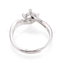 Rhodinierte 925 Sterling Silber Micro Pave Zirkonia Verlobungs-Solitärring-Fassungen&nbsp;STER-N016-71P