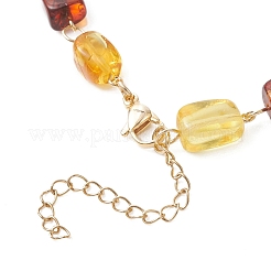 Collane di perline cubiche in ambra naturale per donna&nbsp;NJEW-JN05914
